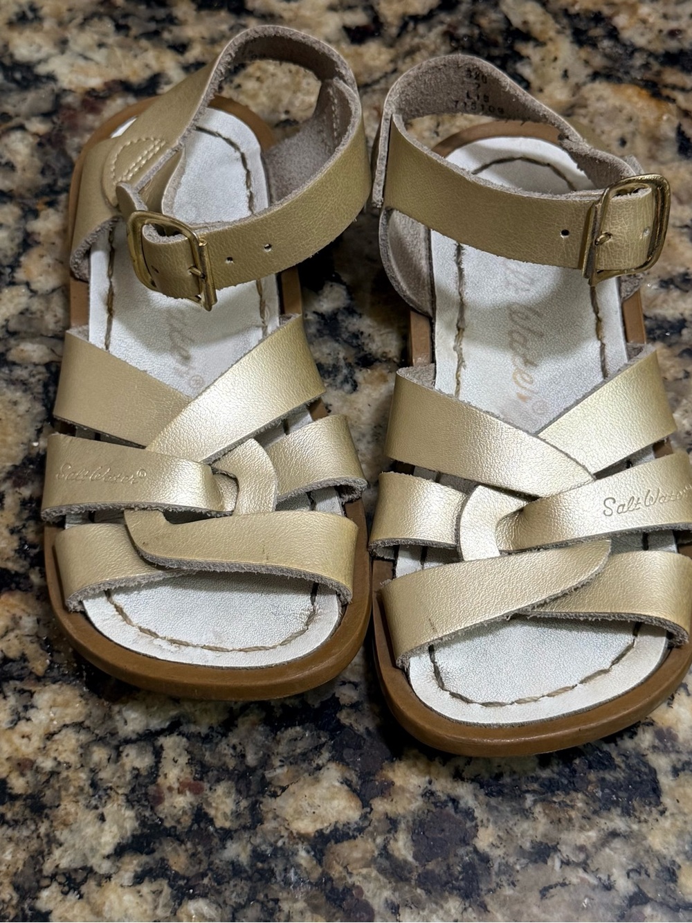 Salt Water toddler Gold Leather Sandals size 7